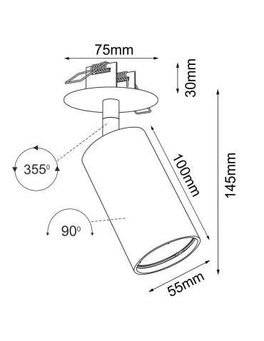 Brosline Lampa wpuszczana Ace in 55 - Biała 3255 - produkt 2