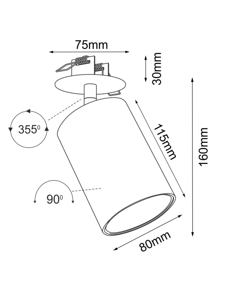 Reflektory wpuszczane w sufit - Brosline Lampa wpuszczana Ace dif 80 - Biała 3257 - product kolory-swiatla.pl 2