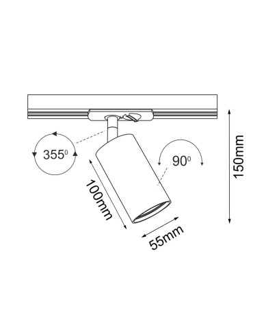 Brosline Spot Ace track 55 - Czarny - Szynoprzewód 1F 230V 6254 - produkt 2