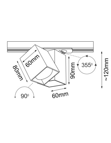 Brosline Spot Cube track 1 - Czarny - Szynoprzewód 1F 230V 6260 - produkt 2