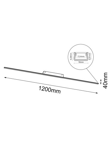 Brosline Plafon Slim C - Czarny (1200 mm) 3000K 1289 - produkt 2