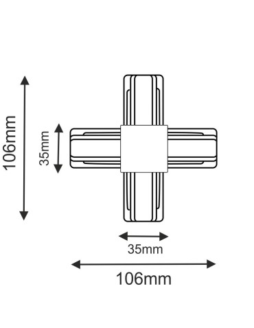 Brosline Łącznik krzyżowy szynoprzewodu natynkowego 1F 230V - Czarny 6335 - produkt 2