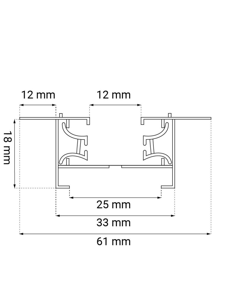 Szyny 1 fazowe - Brosline Szynoprzewód podtynkowy 1F 230V - Biały (1900 mm) 6340 - product kolory-swiatla.pl 2