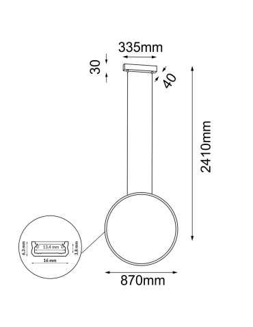 Shilo Lampa wisząca Agaro 87 - Czarna (870 mm) 4000K 5312 - produkt 2