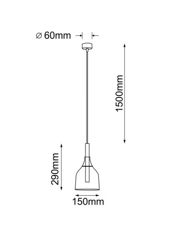 Shilo Lampa wisząca Botor 1 - Czarna (150 mm) 5095 - produkt 2