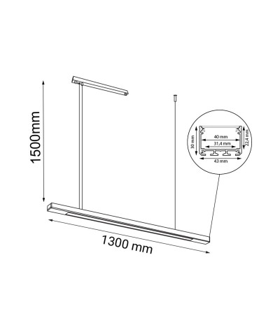 Shilo Lampa wisząca Hakoda - Czarna (1300 mm) 4000K 8656 - produkt 2