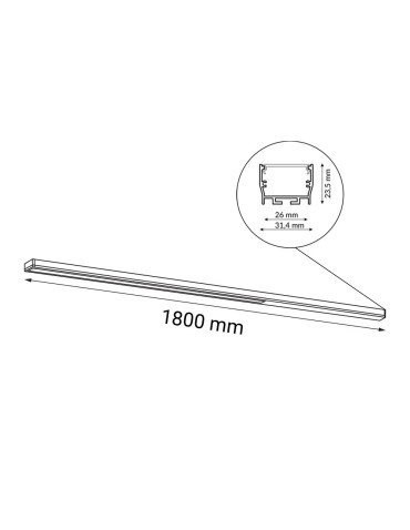 Shilo Plafon Hiate Line - Czarny (1800 mm) 3000K 1816 - produkt 2