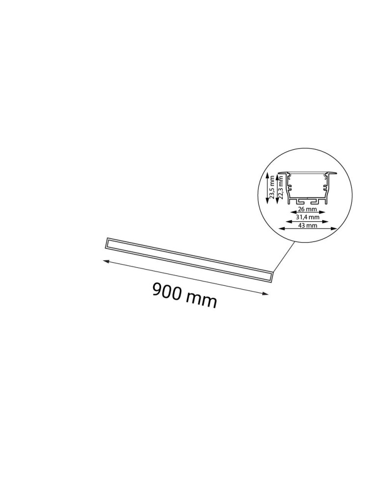 Lampy podtynkowe liniowe - Shilo Lampa wpuszczana Hiate Line - Czarna (900 mm) 4000K 1826 - product kolory-swiatla.pl 2