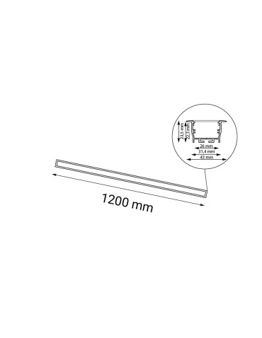 Shilo Lampa wpuszczana Hiate Line - Czarna (1200 mm) 3000K 1828 - produkt 2
