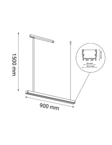 Shilo Lampa wisząca Hiate Line - Biała (900 mm) 3000K 1845 - produkt 2