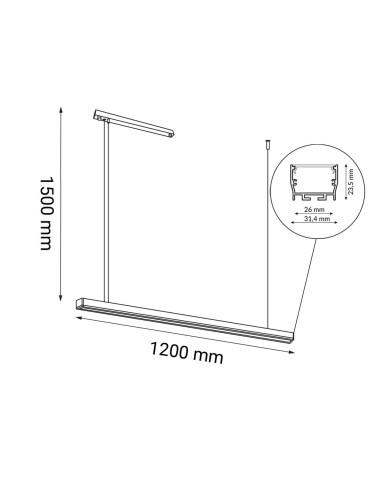 Shilo Lampa wisząca Hiate Line - Biała (1200 mm) 3000K 1849 - produkt 2
