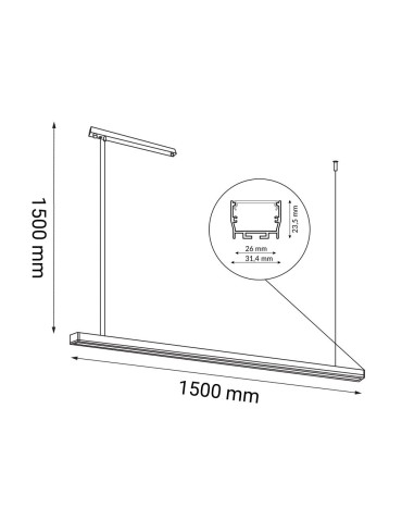 Shilo Lampa wisząca Hiate Line - Biała (1500 mm) 4000K 1855 - produkt 2