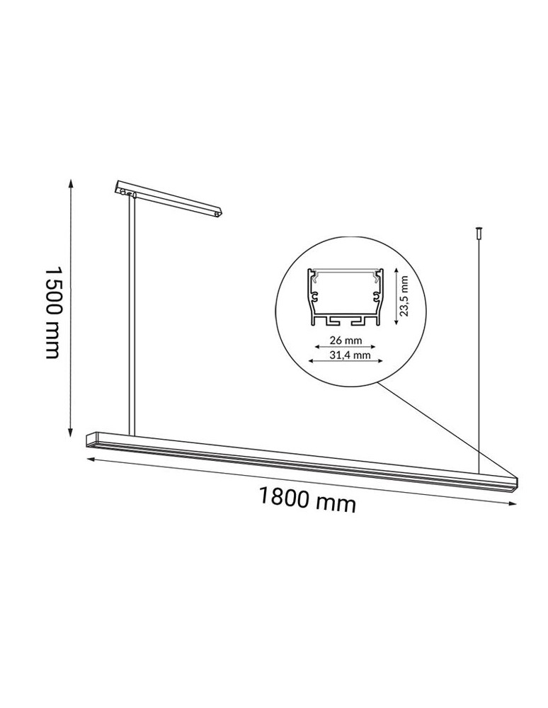 Lampy wiszące nad biurko - Shilo Lampa wisząca Hiate Line - Biała (1800 mm) 3000K 1857 - product kolory-swiatla.pl 2