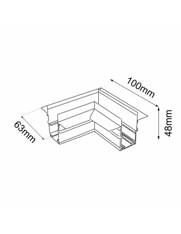 Shilo Łącznik L podtynkowy szynoprzewodu magnetycznego Komatsu 48V - Czarny 6509 - produkt 2