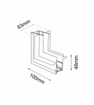 Shilo Łącznik L podtynkowy ściana - sufit szynoprzewodu magnetycznego Komatsu 48V - Czarny 6513 Shilo Łącznik L podtynkowy ściana - sufit szynoprzewodu magnetycznego Komatsu 48V - Czarny 6513