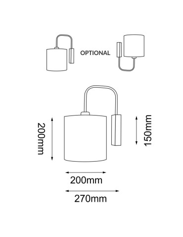 Shilo Kinkiet Lamego K - Czarny (320 mm) 4043 - produkt 2