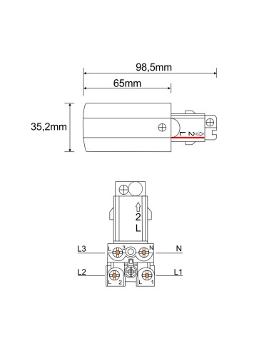 Shilo Zasilanie lewe do szynoprzewodu 3F 230V - Czarne 8105 - produkt 2