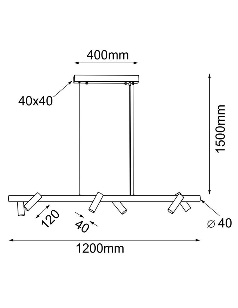 Lampy wiszące - Shilo Lampa wisząca Yabu 6 - Czarna (1200 mm) 5067 - product kolory-swiatla.pl 2