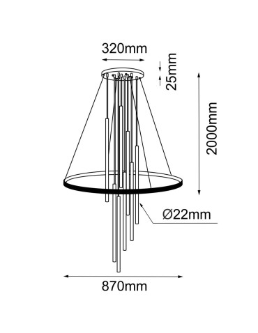 Amplex Lampa wisząca Luna - Mosiądz mat-czarna 3000K 5215 - produkt 2