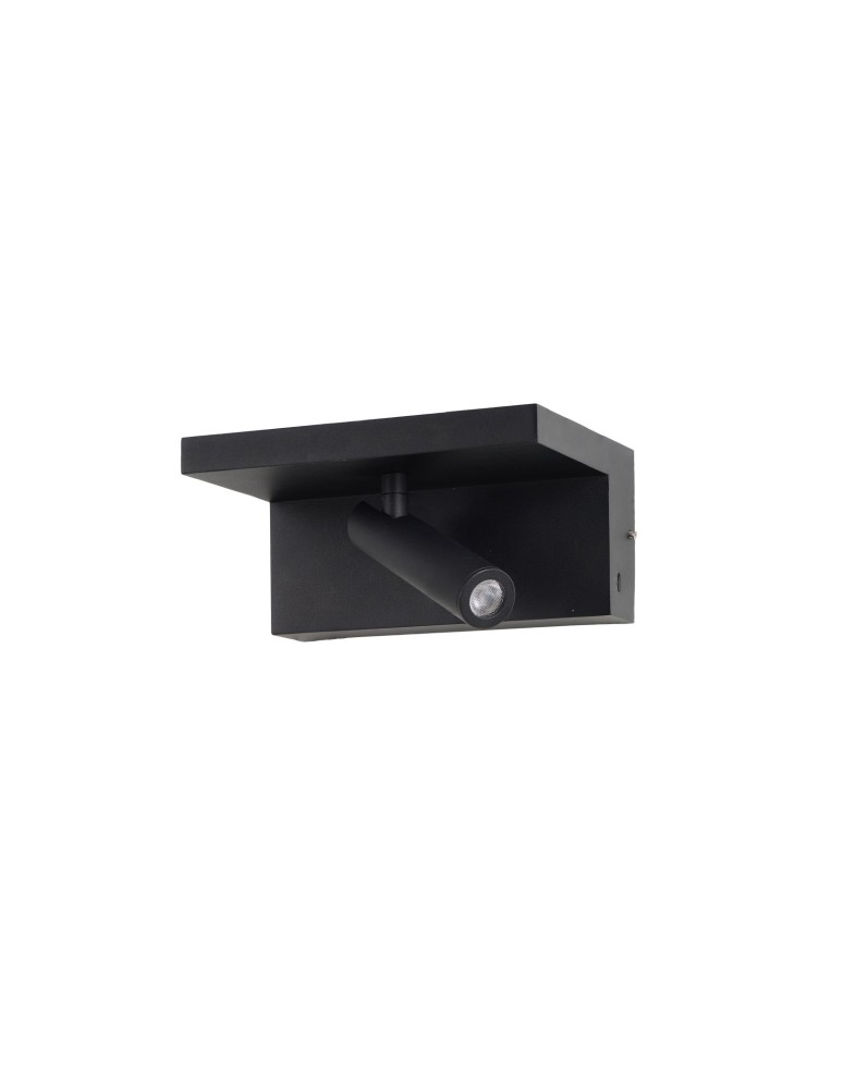 Azzardo HYLLA WALL NFC CHARGER BK Czarny Mat 1xLED Kinkiet z Ładowarką Indukcyjną i Gniazdem USB AZ5910