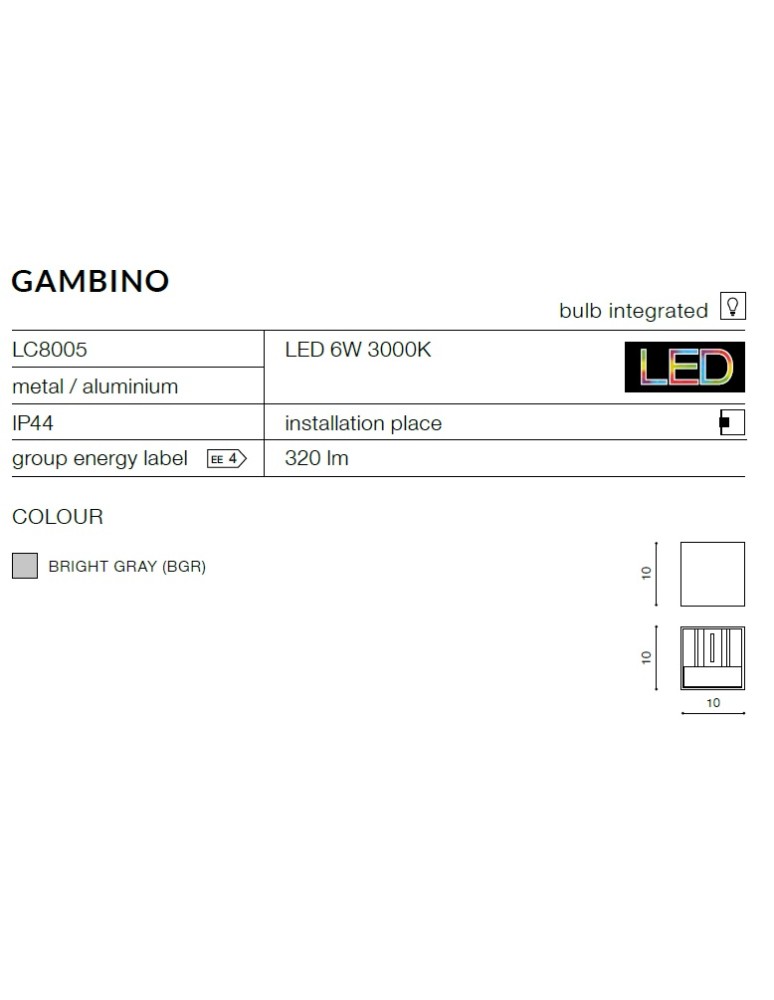 Azzardo GAMBINO WHITE 1xLED Ścienna Biały IP54 AZ0950
