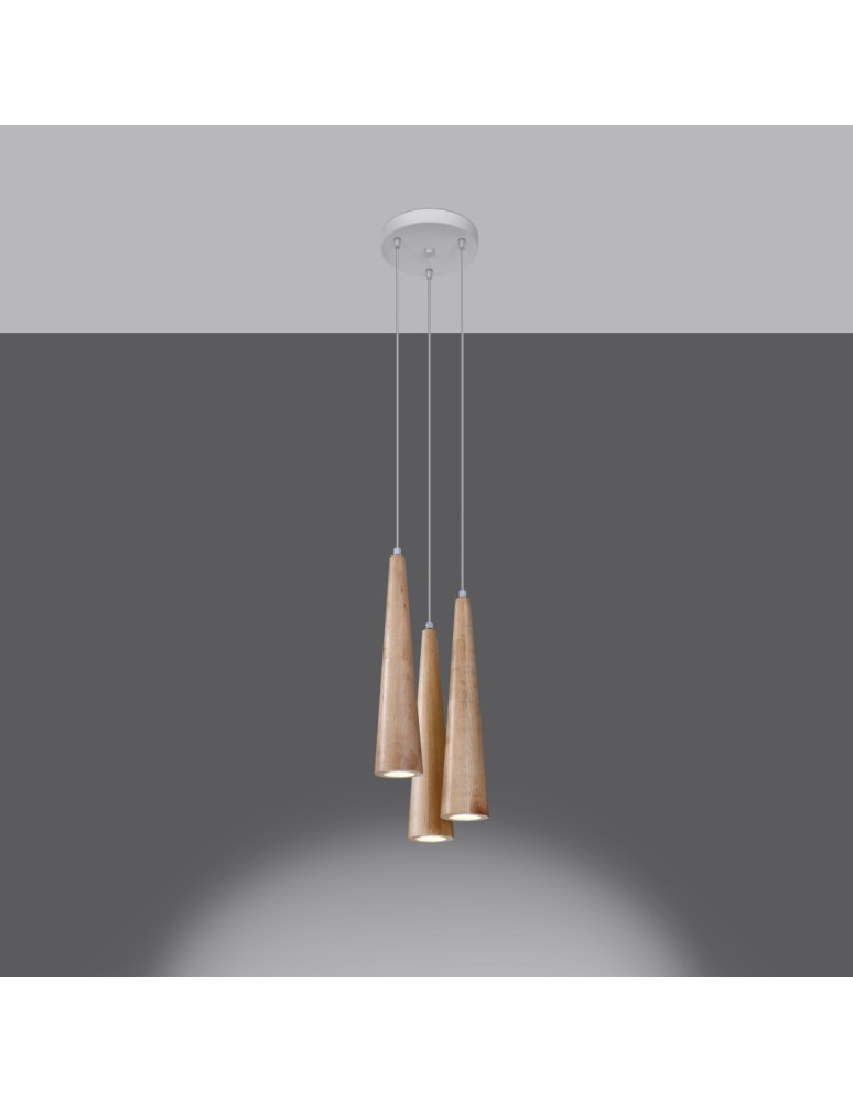 Sollux Lampa wisząca SULA 3P naturalne drewno SL.1101