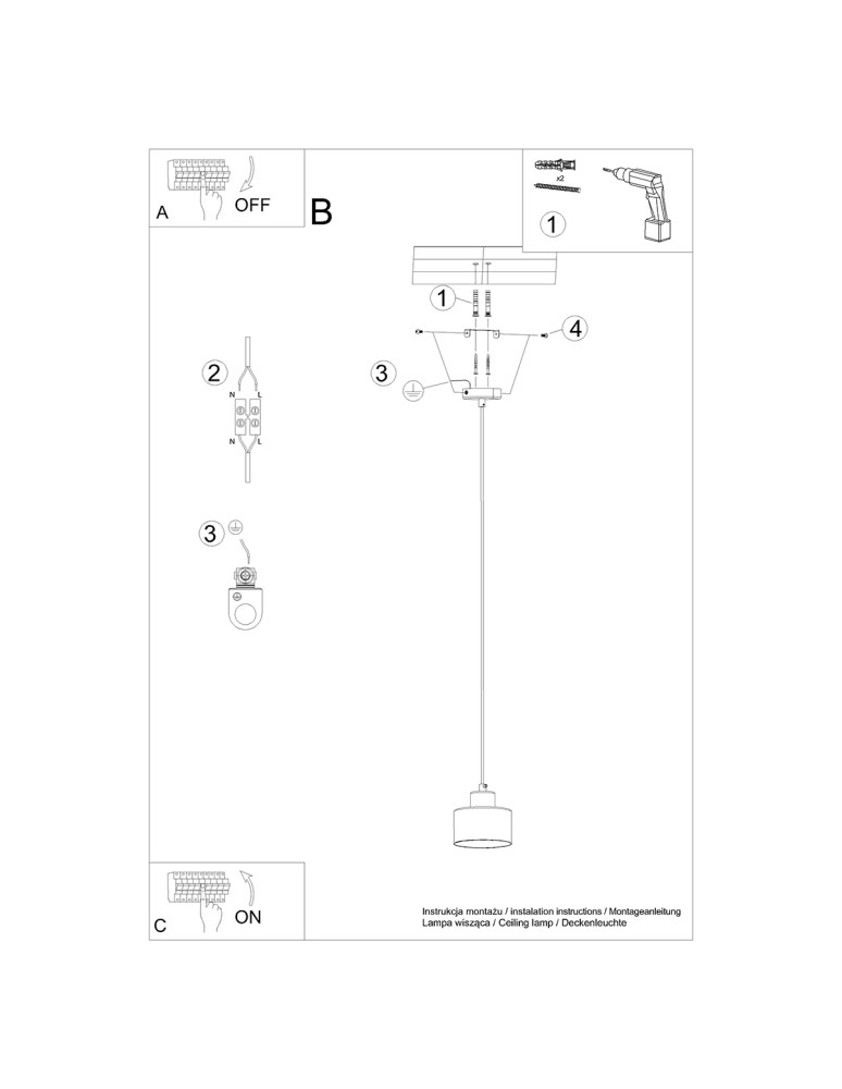 Sollux Lampa wisząca SAVAR 1 czarna SL.1132 Sollux Lampa wisząca SAVAR 1 czarna SL.1132