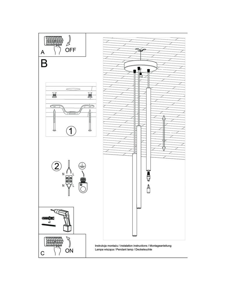 Sollux Lampa wisząca PASTELO 3P złota SL.1172 Sollux Lampa wisząca PASTELO 3P złota SL.1172