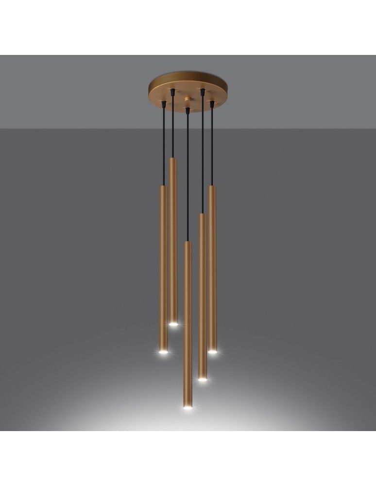 Sollux Lampa wisząca PASTELO 5P złota SL.1174 Sollux Lampa wisząca PASTELO 5P złota SL.1174