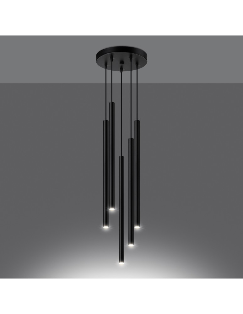 Sollux Lampa wisząca PASTELO 5P czarna SL.1176 Sollux Lampa wisząca PASTELO 5P czarna SL.1176