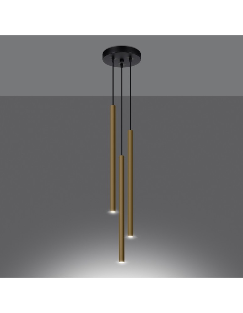 Sollux Lampa Wisząca PASTELO 3P złoty połysk SL.1197 Sollux Lampa Wisząca PASTELO 3P złoty połysk SL.1197