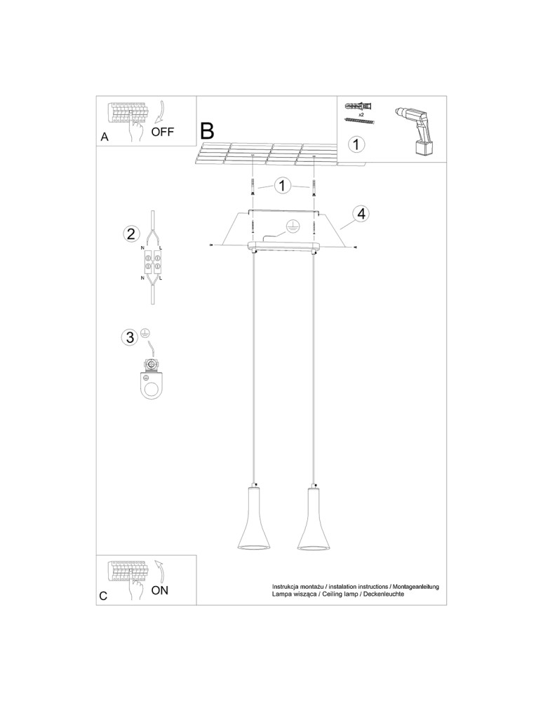Sollux Lampa wisząca REA 2 beton SL.1224 Sollux Lampa wisząca REA 2 beton SL.1224