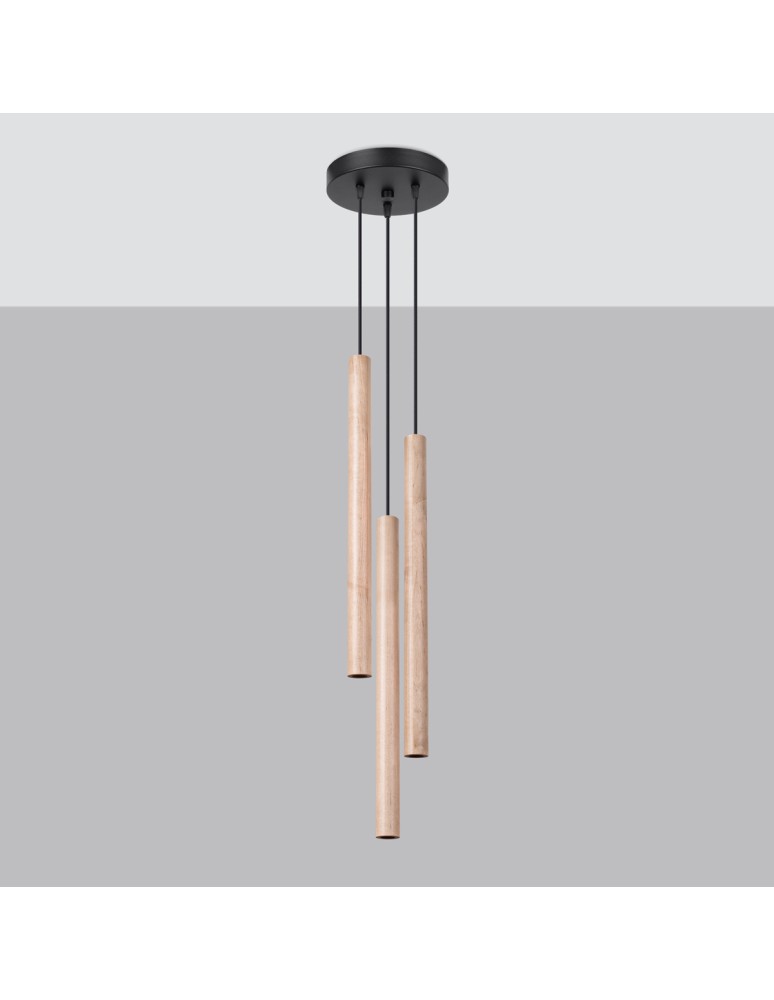 Sollux Lampa wisząca PASTELO 3P drewno SL.1268 Sollux Lampa wisząca PASTELO 3P drewno SL.1268