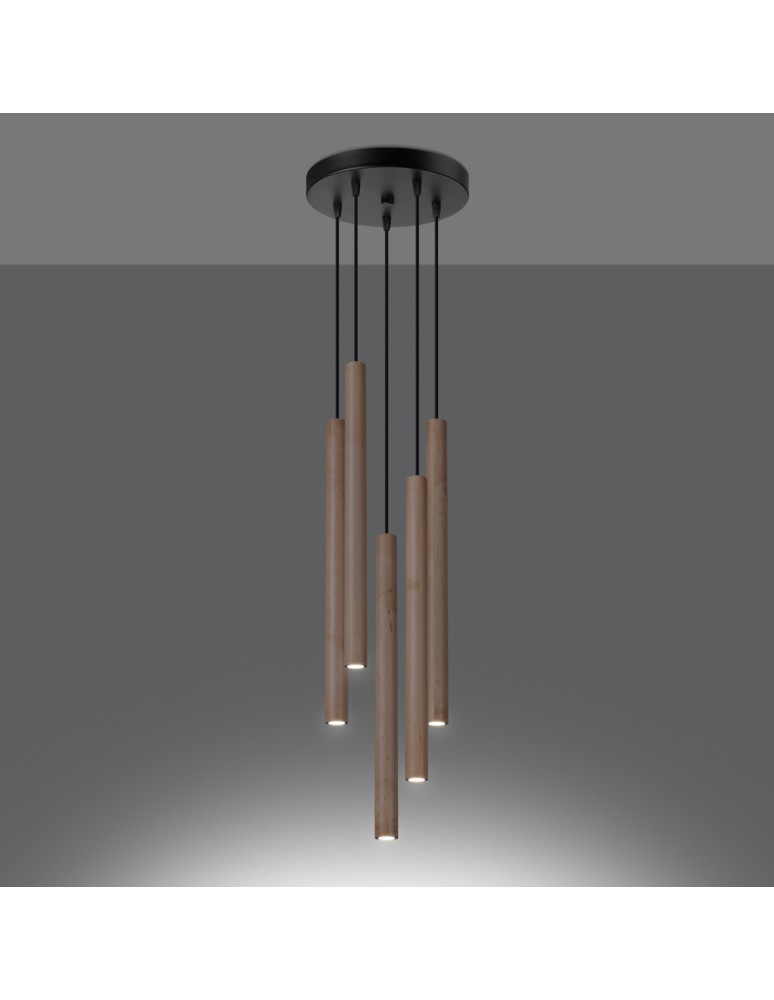 Sollux Lampa wisząca PASTELO 5P drewno SL.1270