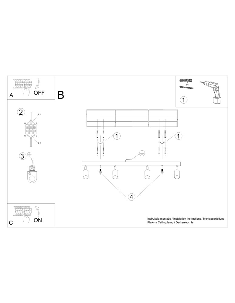 Sollux Plafon VERDO 4 czarny SL.1294