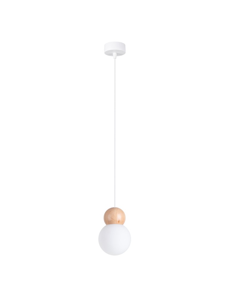 Sollux Lampa wisząca PEKKA 1 biała/naturalne drewno SL.1390 Sollux Lampa wisząca PEKKA 1 biała/naturalne drewno SL.1390