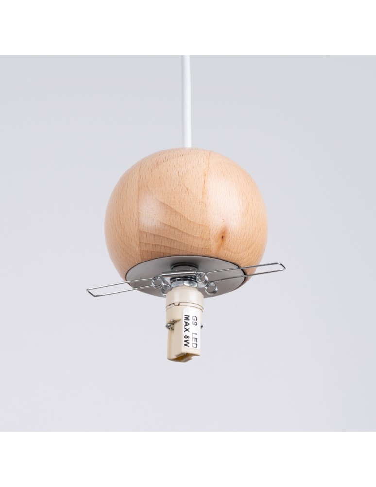 Sollux Lampa wisząca PEKKA 1 biała/naturalne drewno SL.1390 Sollux Lampa wisząca PEKKA 1 biała/naturalne drewno SL.1390