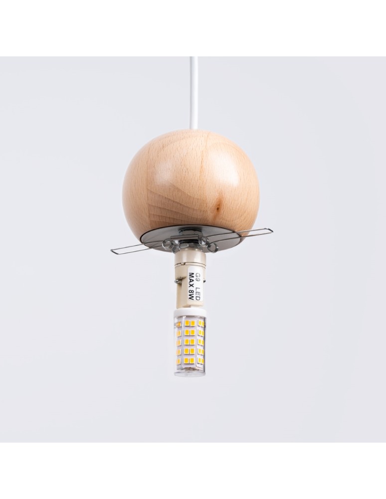 Sollux Lampa wisząca PEKKA 1 biała/naturalne drewno SL.1390 Sollux Lampa wisząca PEKKA 1 biała/naturalne drewno SL.1390