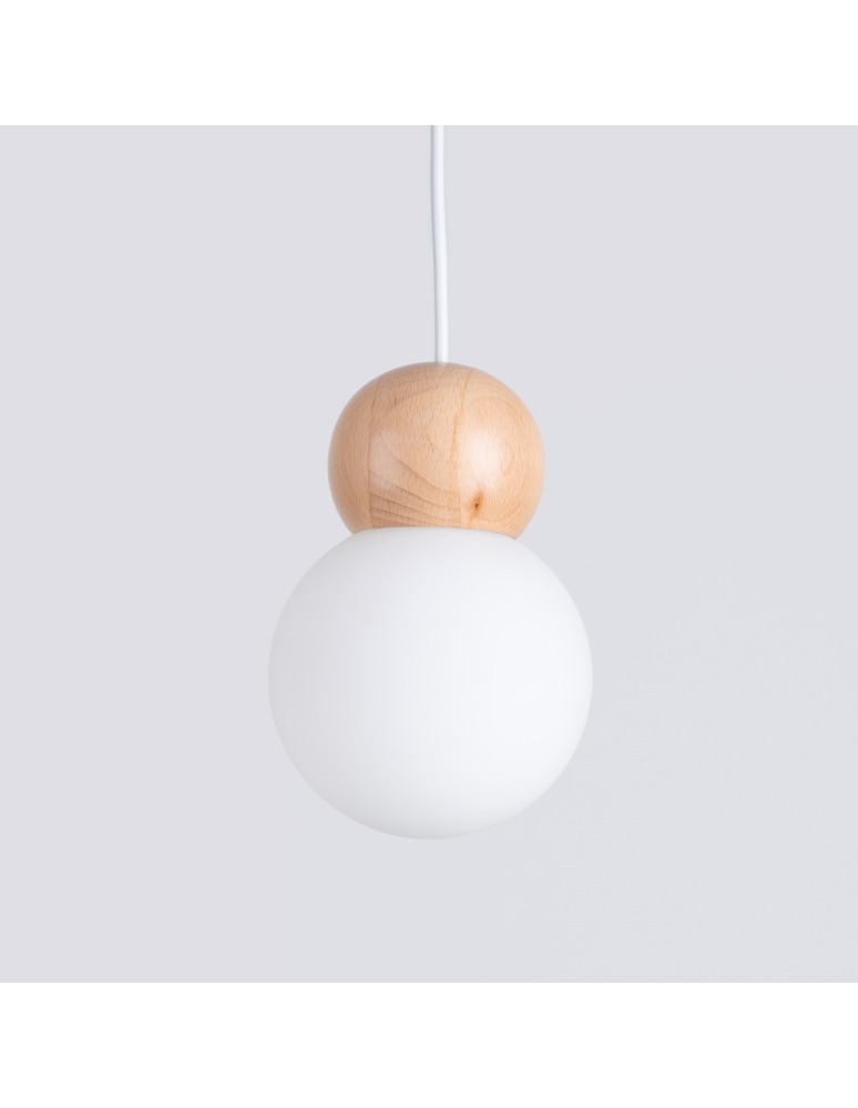 Sollux Lampa wisząca PEKKA 1 biała/naturalne drewno SL.1390 Sollux Lampa wisząca PEKKA 1 biała/naturalne drewno SL.1390