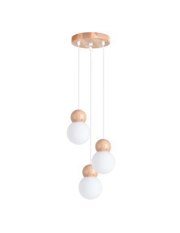 Sollux Lampa wisząca PEKKA 3P biała/naturalne drewno SL.1391