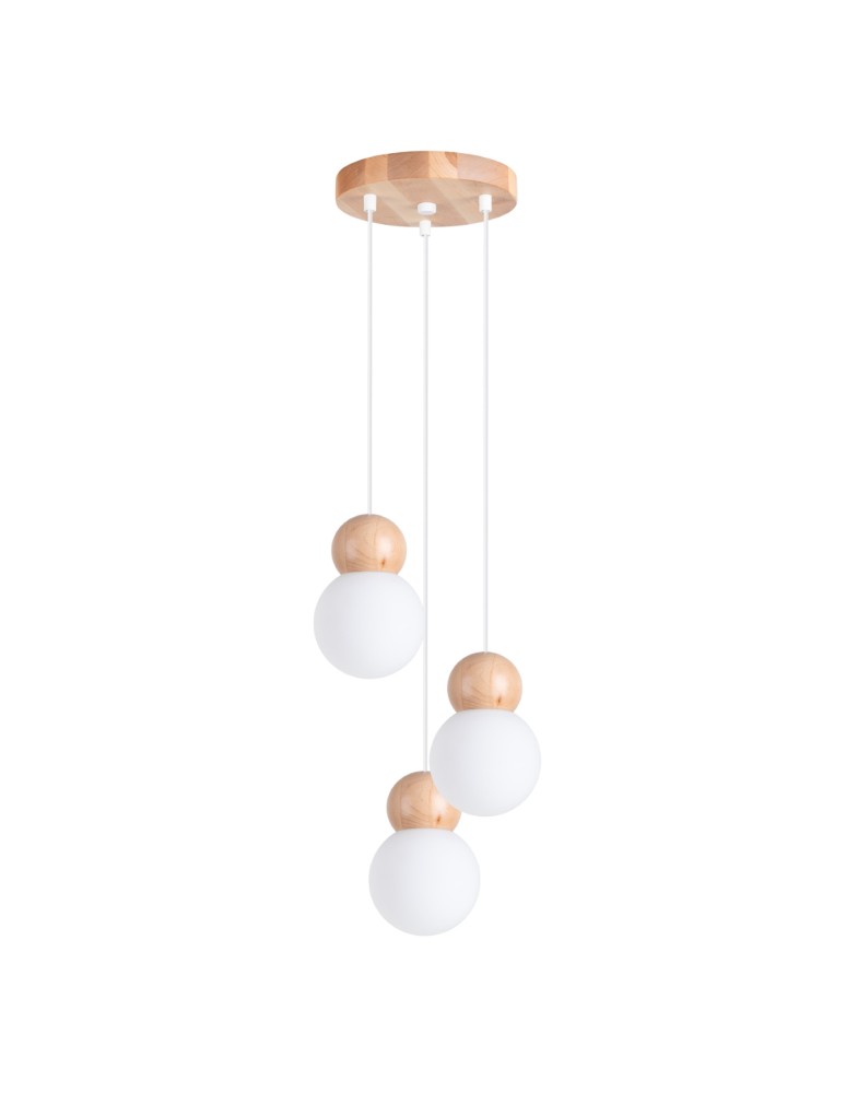 Sollux Lampa wisząca PEKKA 3P biała/naturalne drewno SL.1391 Sollux Lampa wisząca PEKKA 3P biała/naturalne drewno SL.1391