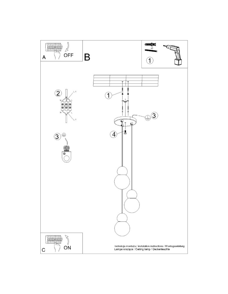 Sollux Lampa wisząca PEKKA 3P biała/naturalne drewno SL.1391 Sollux Lampa wisząca PEKKA 3P biała/naturalne drewno SL.1391