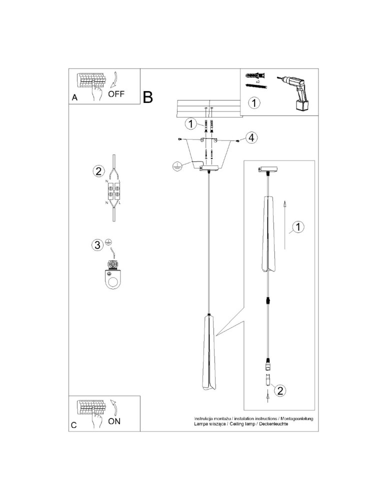 Sollux Lampa wisząca PRYSM 1 czarna SL.1400 Sollux Lampa wisząca PRYSM 1 czarna SL.1400