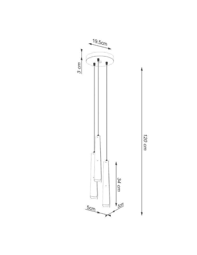 Sollux Lampa wisząca PRYSM 3P czarna SL.1401 Sollux Lampa wisząca PRYSM 3P czarna SL.1401