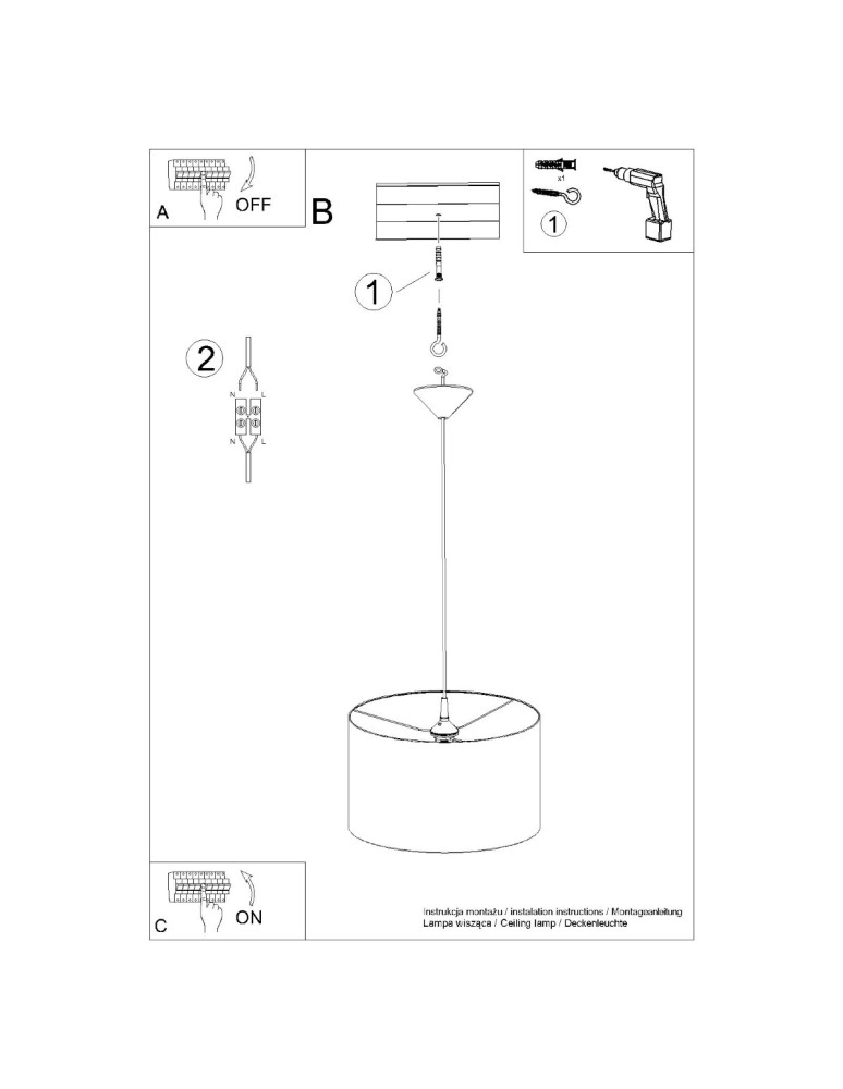 Sollux Lampa wisząca NOVA 40 czarna SL.1406 Sollux Lampa wisząca NOVA 40 czarna SL.1406