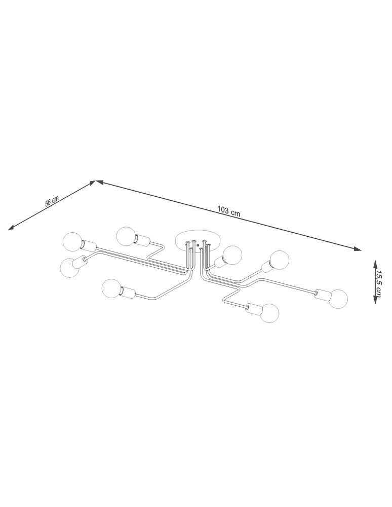 Sollux Żyrandol VECTOR 8 czarny SL.1448