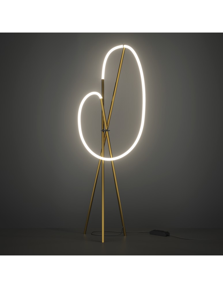 Maytoni Crochet Lampa podłogowa LED 2500lm 3000K Czerń i mosiądz MOD369FL-L36BS3K