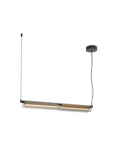 Maytoni Flat Lampa wisząca LED 2480lm 3000K Czerń i mosiądz MOD296PL-L20BS3K