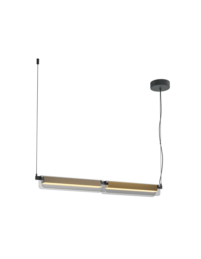 Maytoni Flat Lampa wisząca LED 2480lm 3000K Czerń i mosiądz MOD296PL-L20BS3K