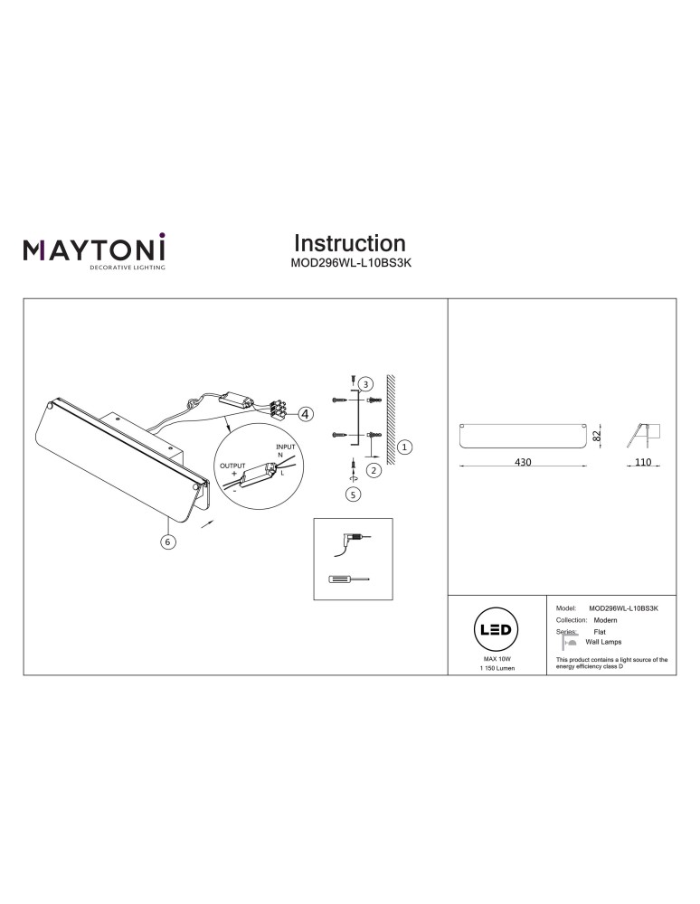 Maytoni Flat Lampa ścienna LED 1150lm 3000K Czerń i mosiądz MOD296WL-L10BS3K Maytoni Flat Lampa ścienna LED 1150lm 3000K Czerń i mosiądz MOD296WL-L10BS3K